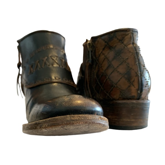 FREEBIRD GRAND Chocolate brown Tan Leather ANKLE BOOTIES - Picture 9 of 12